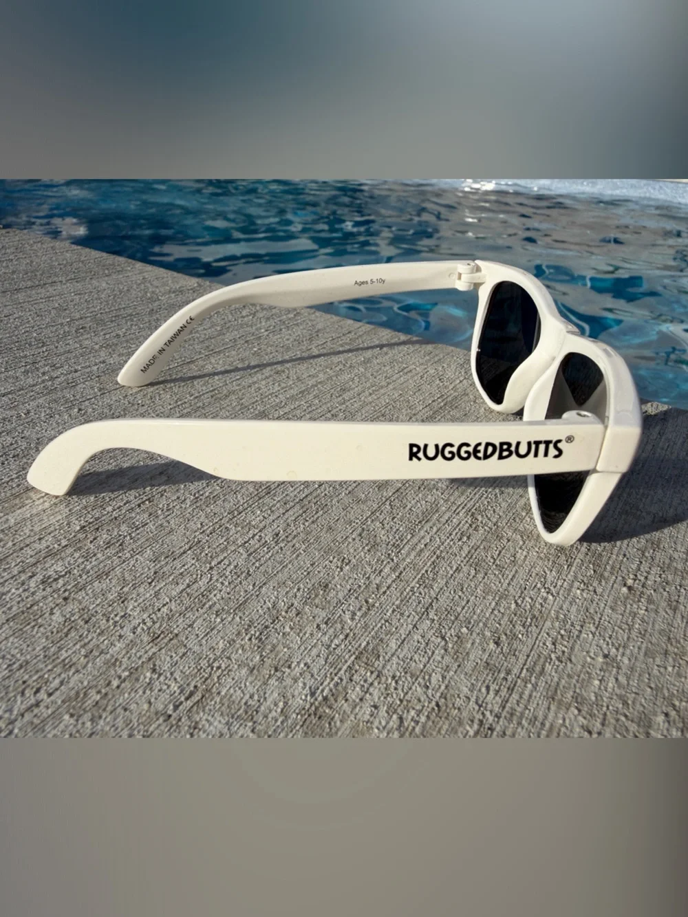 Ruffle Butts White Kids Sunglasses with Black Lenses